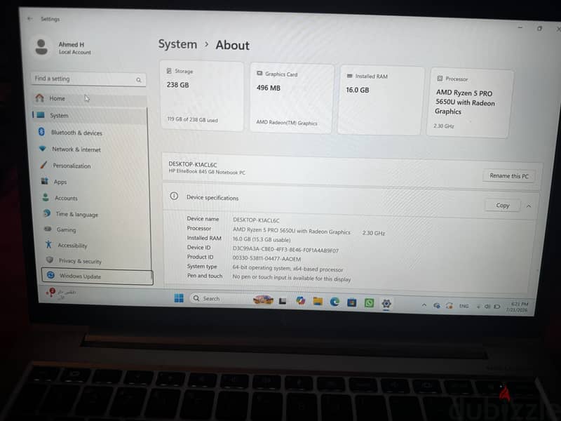 Hp AMD Ryzen 5 pro 3