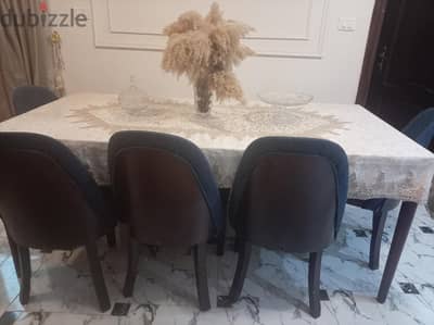 سفرة رجول زان في كونتر  ٥ كراسي + بانكيت  قماش كتان  طول ١٥٠ عرض ١١٠
