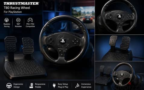 طارة سباق Thrustmaster T80 Ferrari 488 لـ PS4 مع الدواسات