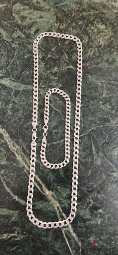 طقم سلسله وانسيال فضه 925 بالعصافره