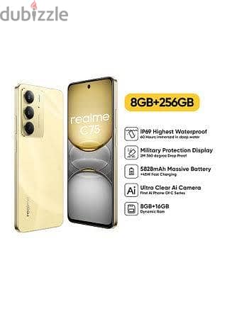 realme c75 ram 8+16 giga 128