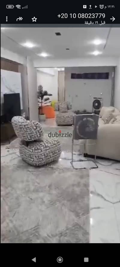 Furnished apartment for rent, 185m first use, 3 rooms and 2 superlux bathrooms, Wi-Fi Internet. In front of Al-Shorouk Club, a minute from the corniche and the metro, fully equipped.
