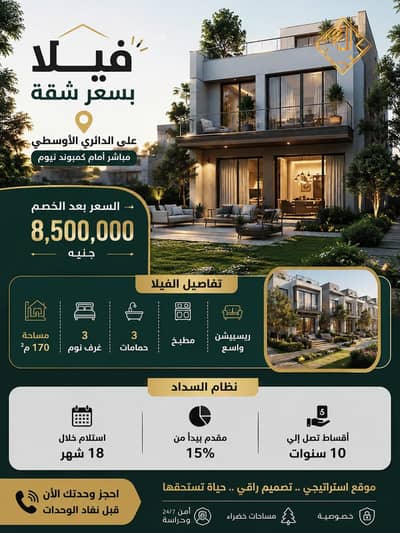 Detached villa for sale in Sheikh Zayed at the price of an apartment, payable in installments over 92 months.