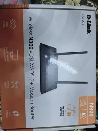 راوتر D-Link DSL-224 بحالة ممتازة VDSL/ADSL2+ بالعلبة