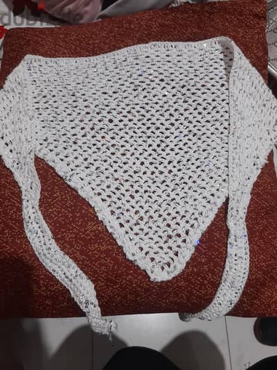 handmade crochet beach hair band scarf  باندانه كورشيه للشعر علي البحر
