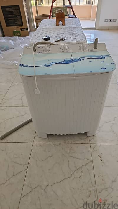 غسالة فريش حوضين 6 كيلو غطاء زجاج بالضمان - Fresh FWT 600 NE