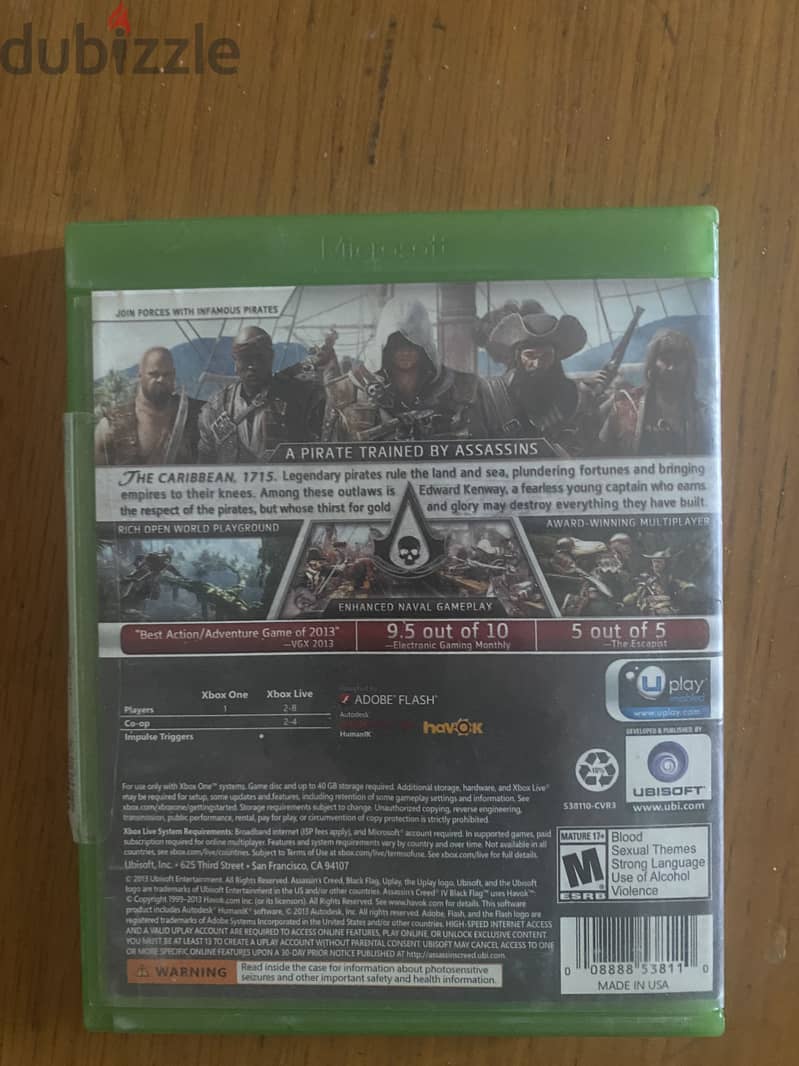 Cd Xbox assassins creed black flag 3