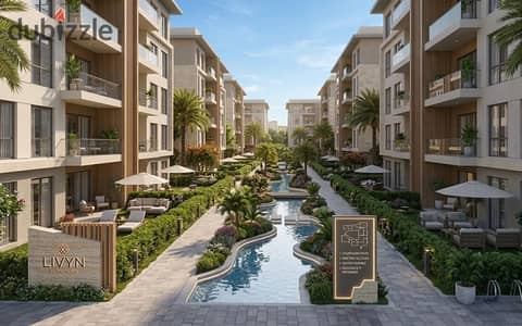 A fantastic ground floor apartment with a garden in the Livin Al-Shorouk compound on the Suez Road, in front of Madinaty, with a 5% down payment and installments over 8 years