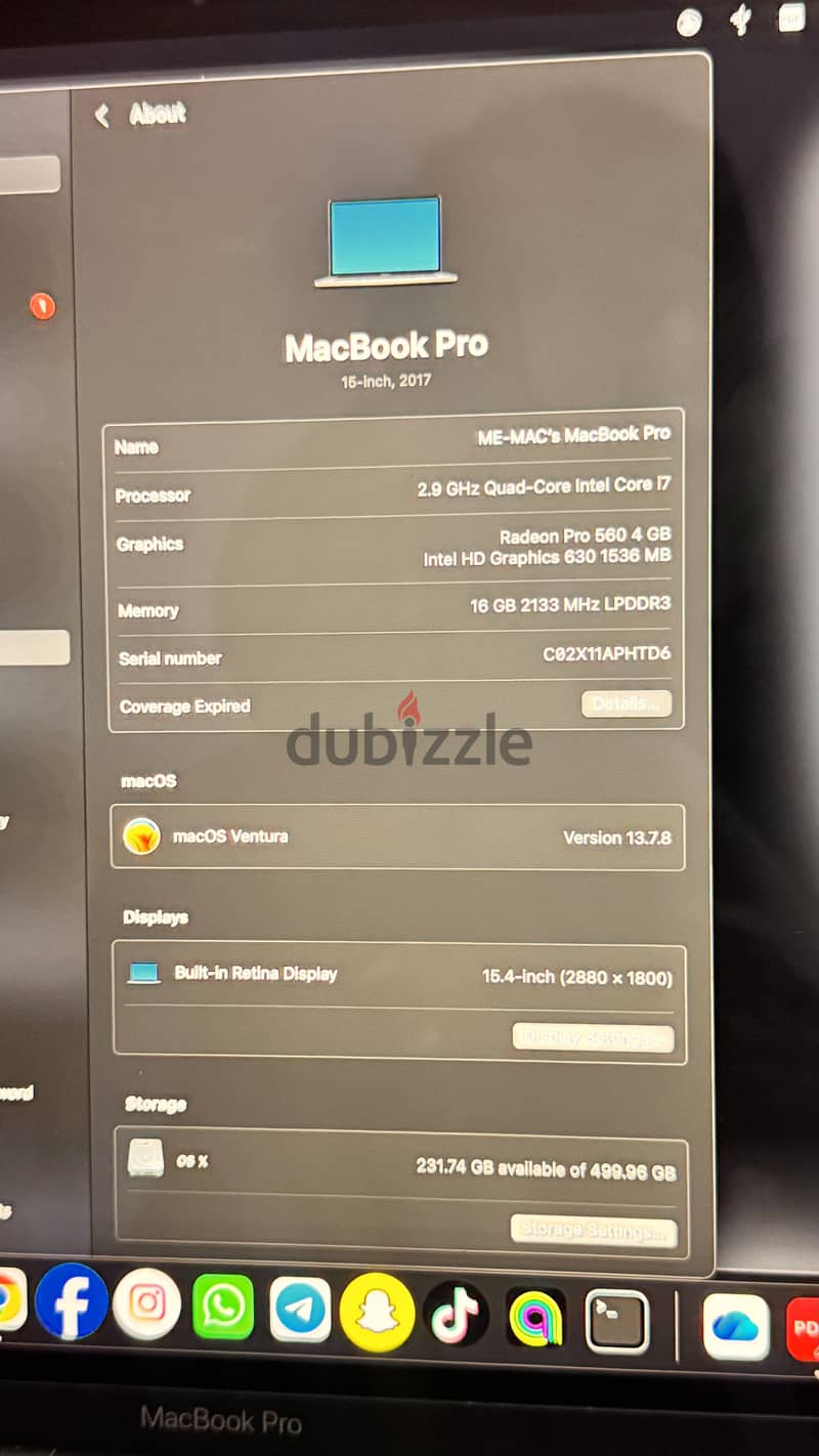 Mac book pro 2017 9