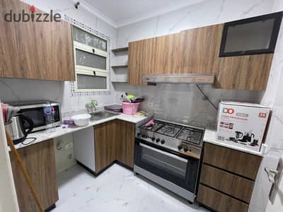 For rent an apartment in Katameya Gardens next to Seychelles Hospital and La Mirada and Paradise Compound Ground floor fully air-conditioned super lux finished furnished modern furniture first occupancy two bedrooms and reception bathroom and kitchen required 30 thousand monthly two months deposit one month commission for companies available for long and short periods there is a video for serious inquiries