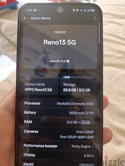 OPPO Reno13 زيرو للبيع بكل مشتملاته العلبة و الشاحن