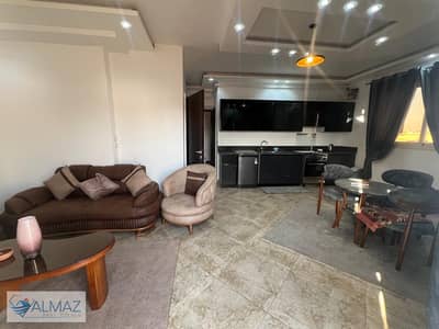 Furnished 90 sqm studio apartment for rent in Al Narges 3 Villas, Fifth Settlement, near Point 90 and Midtown Mall.