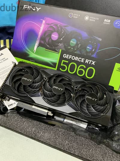 للبيع كرت شاشهRTX 5060 PNY EPIC X RGB Oc Edition Triple Fan 8GB GDDR7