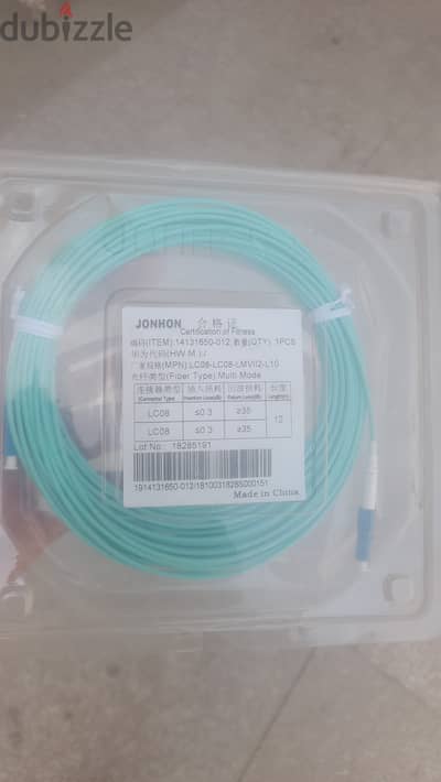 كابل فايبر باتش كورد 10 متر JONHON LC-LC OM3 Fiberكابل فايبر باتش كورد