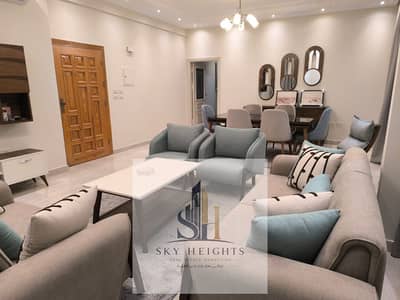 Furnished apartment for rent in Al Banafseg, First Settlement, with an area of ​​200 square meters, featuring 3 bedrooms including a master bedroom