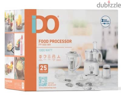 محضرة طعام ماركة IDO بقوة 1000 واط و25 وظيفة، لون أبيض – FP1000-WH
