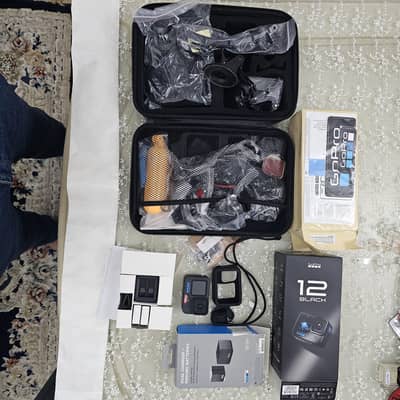 GoPro 12 with extra batteries and accessories