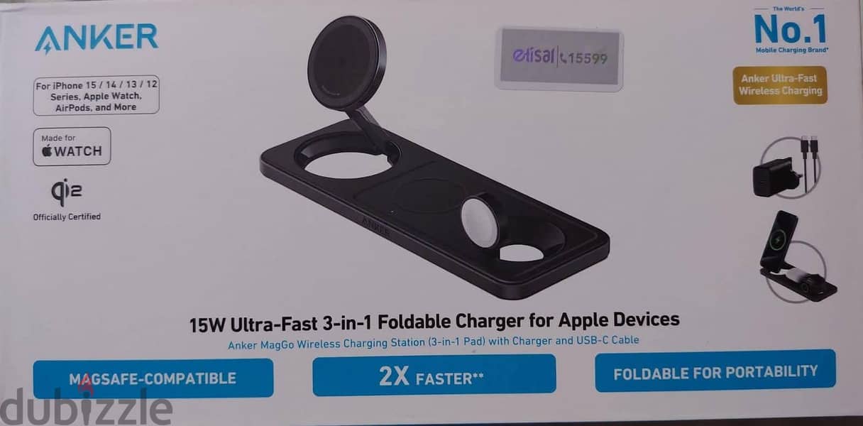 (FOR IPHONE USERS) Anker MagSafe Foldable 3-in-1 Wireless Charger 7