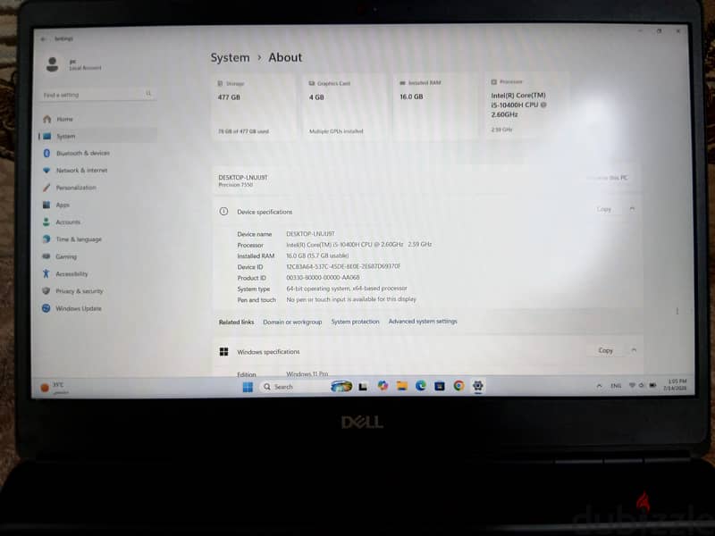 DELL PRECISION 7550 للهندسه 5