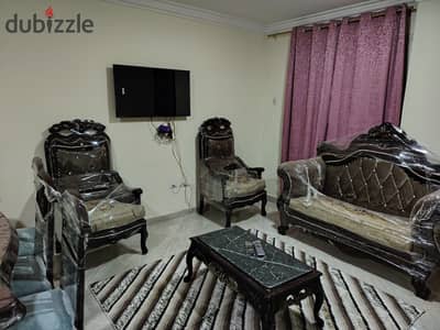 Furnished apartment for rent with three rooms in neighborhood 6, asking 11,000 in the tenth of Ramadan