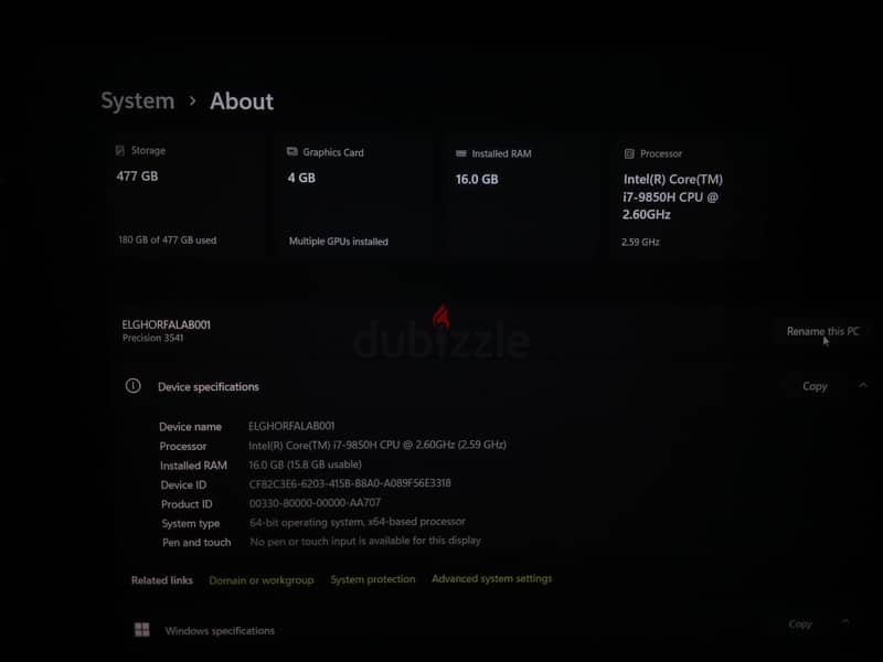 لابتوب ديل Dell precision 3