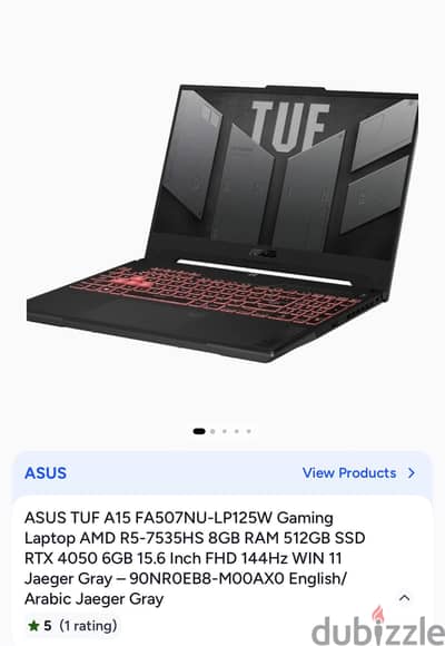 Laptop gaming Asus a15 RYX 4050 6gb