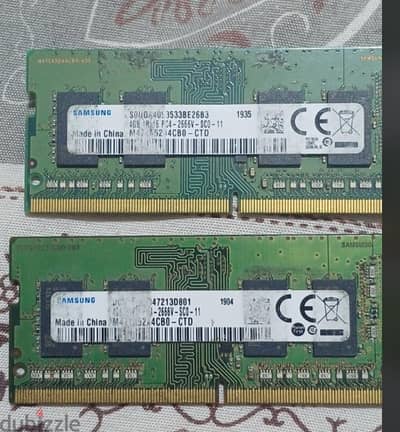 رامات لابتوب سامسونج 8 جيجا (قطعتين 4GB DDR4 2666MHz)