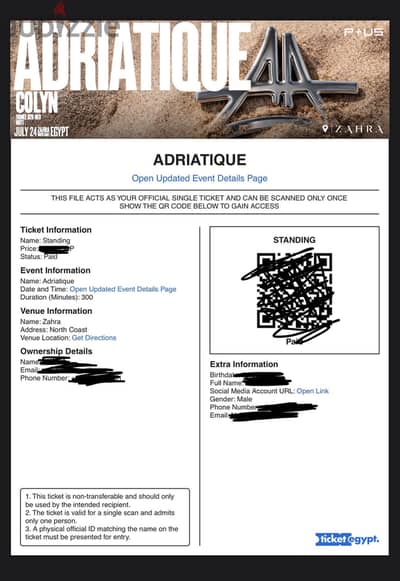 ADRIATIQUE North Coast 24 July 3x Tickets