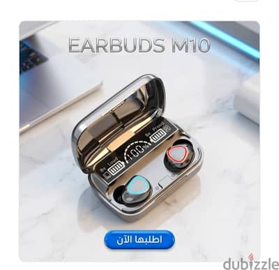 سماعات اذن M10 بلوتوث 5.0 داخل الاذن مع شاشة LED ذكية اسود
