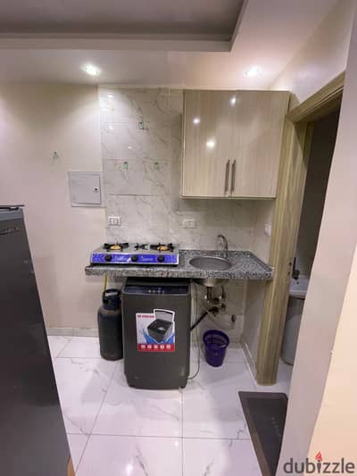 Available Studio Double Balcony in 6th of October City, First Neighborhood, Next to the Six, Second Floor, Elevator, Including Water and Electricity, Monthly Price 7500