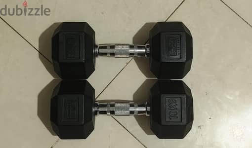 2 Hex dumbbells 10kg/ اتنين دامبل 10 كيلوجرام
