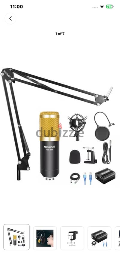 BM800 Condenser Microphone للجيمنج وتسجيل الاغاني والمحتوى + باورسبلاي