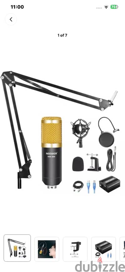 BM800 Condenser مايك لتسجيل الاغاني والجيمنج والمحتوى + باورسبلاي
