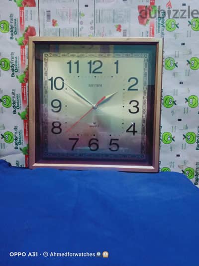 ساعة حائط حجر كوارتز ماركة رتيم مقاس  29×٢9سم بموسقي  وعدد الساعة