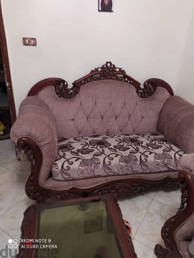 غرفه انتريه خشب زان احمر رومانى ملكيه لقطه كامله للبيع