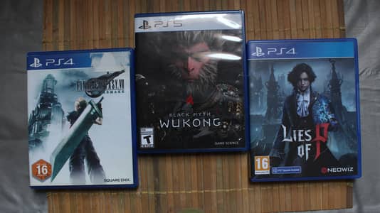 Black myth wukong-ps5, lies of p ps4/ps5, final fantasy remake ps4/ps5