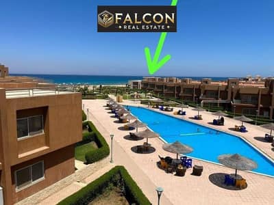 Recieve immediately a Ready To move & Fully Finished Chalet With Garden Facing North Located On The Pool With Sandy Beach & Sea View in Malibu Sokhna