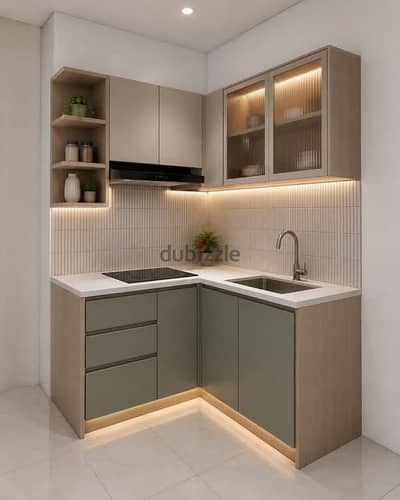 مطبخ L - مقاس 1.5 م × 1.5 م بريميوم