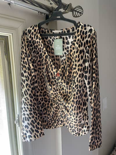 H&M leopard satin blouse
