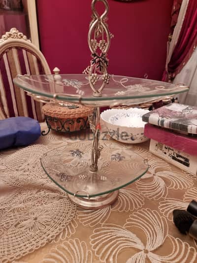 طبق فاكهةsheifield كريستال -  فاز  زجاج handmade glass  - طبق للكحك