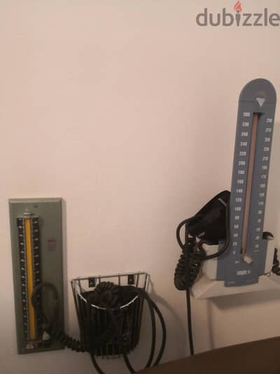 Fukuda Denshi single channel ECG and 2 wall mounted mercury blood sets
