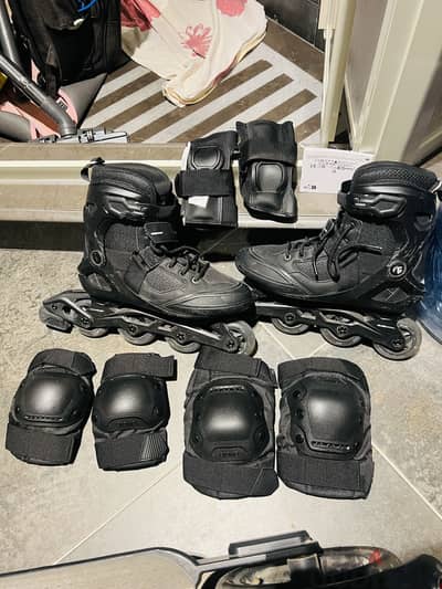 Oxelo MF500 Freeride Inline Skates + Full Protection Set