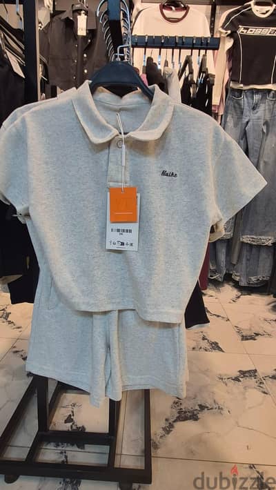 Kids polo shirt and shorts  gray set