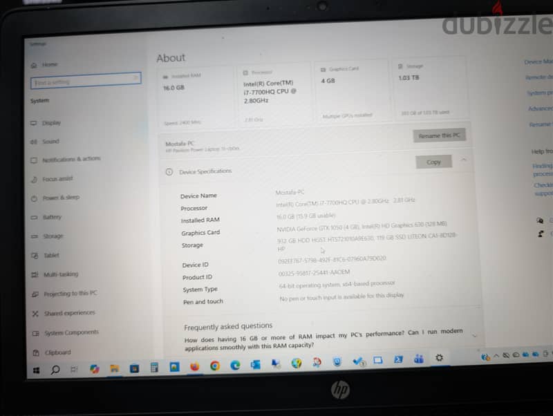 hp i7 7700hq 3