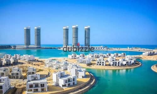 For sale chalet at half price direct sea view fully finished to hotel standards and ready to move in the "Mazarine" complex in New Alamein City