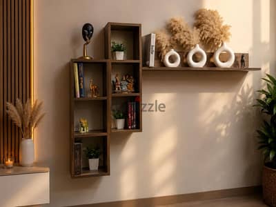 مكتبة تلفزيون مودرن معلقة | Buraq Oak