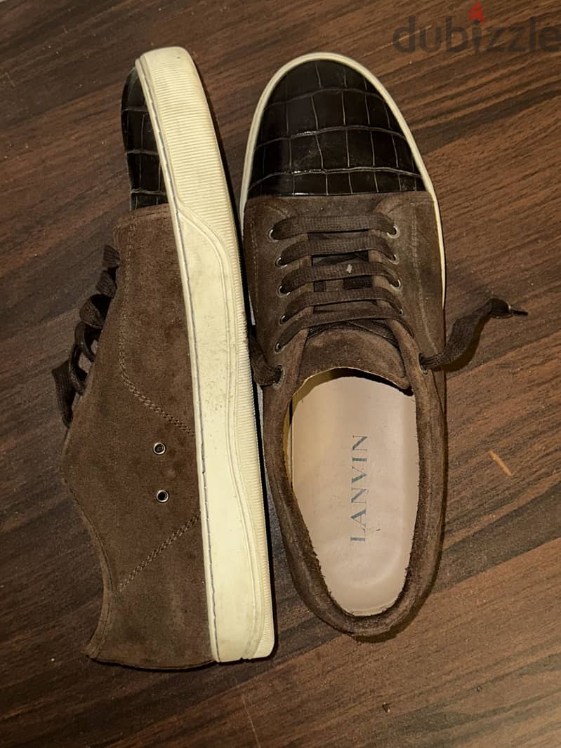 Lanvin suede leather cap-toe sneakers 1