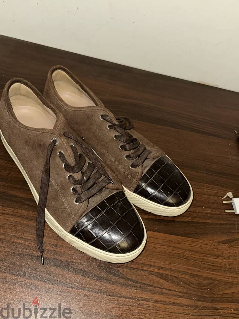 Lanvin suede leather cap-toe sneakers 3