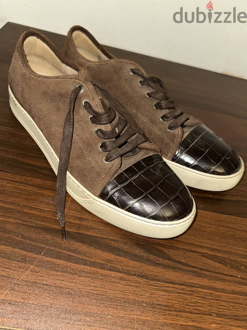 Lanvin suede leather cap-toe sneakers 6