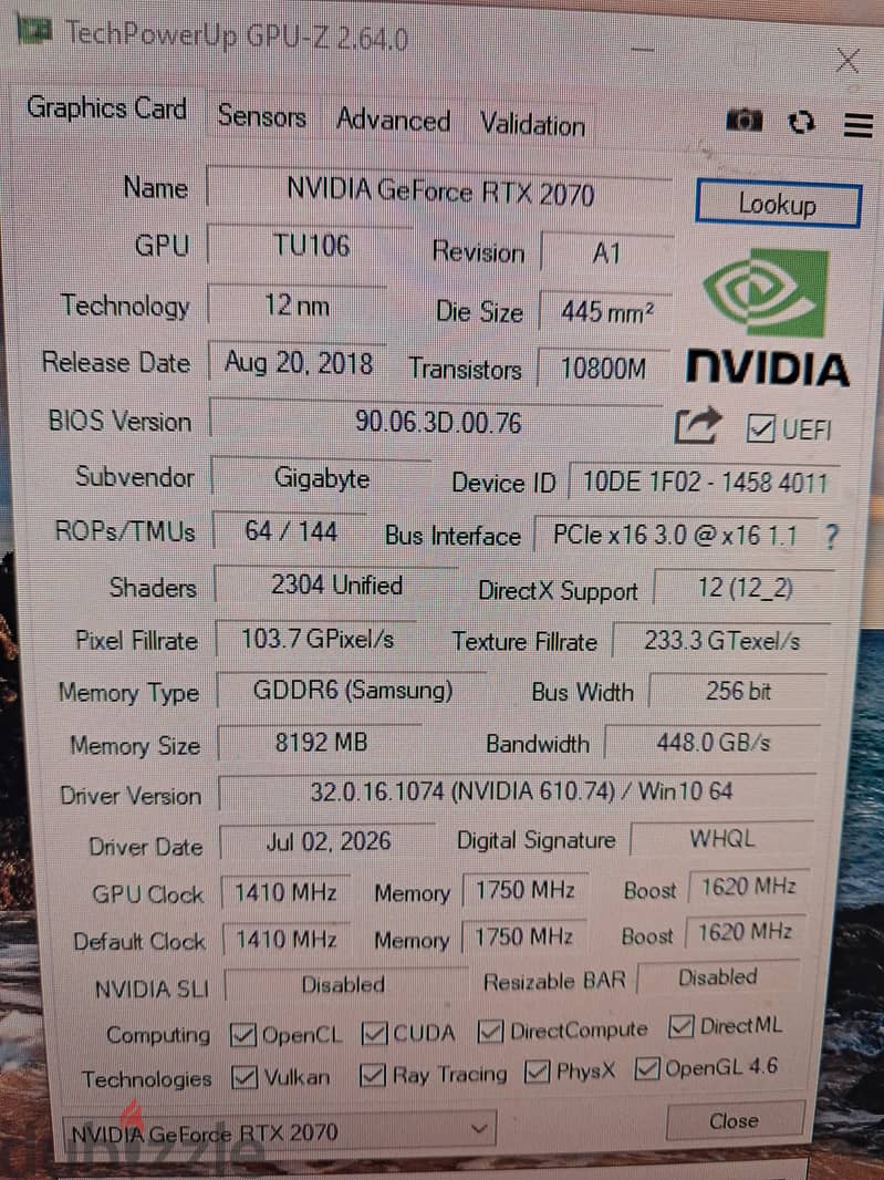 RTX 2070 GIGABYTE WINDFORCE 2X 5